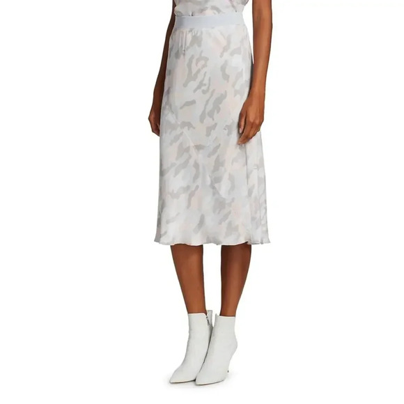 ATM Anthony Thomas Melillo Womens Midi Skirt Size XS Silk Camo Print - Picture 2 of 7